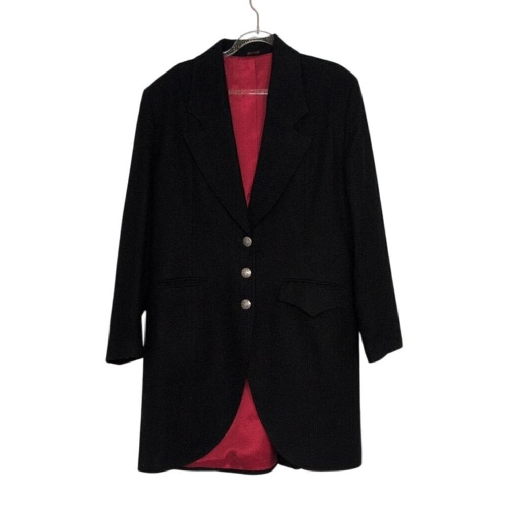 Pioneer Wear Red River Collection Coat Womens Size Medium Black Lined Vintage